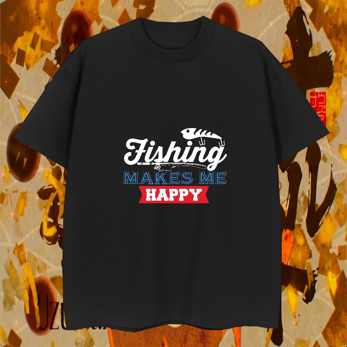 Free Shipping Men Tshirts Hip Hop Street 100% Cotton 230g Custom Anime Round Neck Short Sleeve fish T Shirts Men Fashion Design Clothings