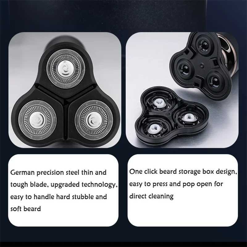 Mens electric shaver electric trimming shaver wet and dry use rechargeable battery 3D rotary shaver IXP7 waterproof W240819