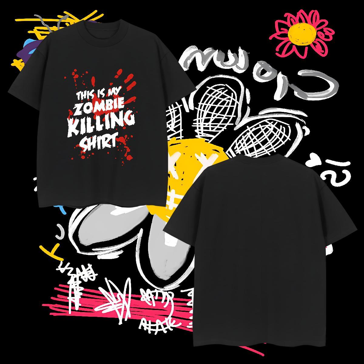 Man T Shirts 100% Cotton 230g scary High Street Hip Hop Crew Neck Breathable Custom Print Plus Size Tshirts DIY Loose Fit Wear