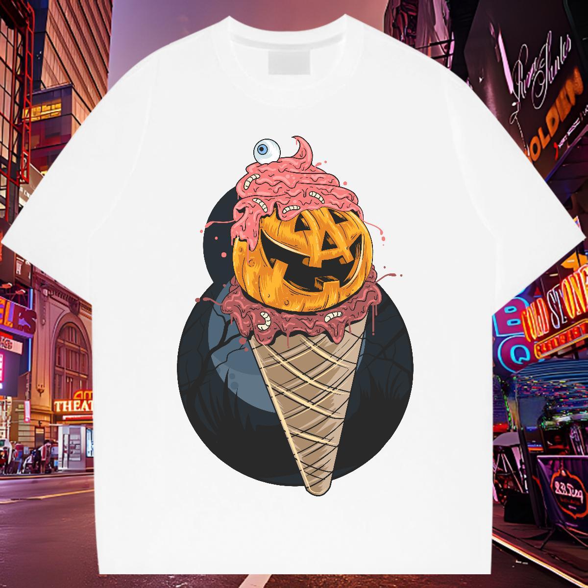 Brand T-Shirts for Men pumpkin Breathable Spring Summer Anime Print 230g Cotton Couples T Shirts Customized Tops Shirt