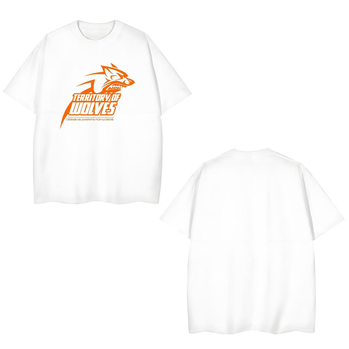 Brand T Shirt For Man wolf Breathable Short Sleeve Daily Wear DIY Logo Oversized 230g Pure Cotton Men Clothes T-Shirt Fashion New Tee Shirt