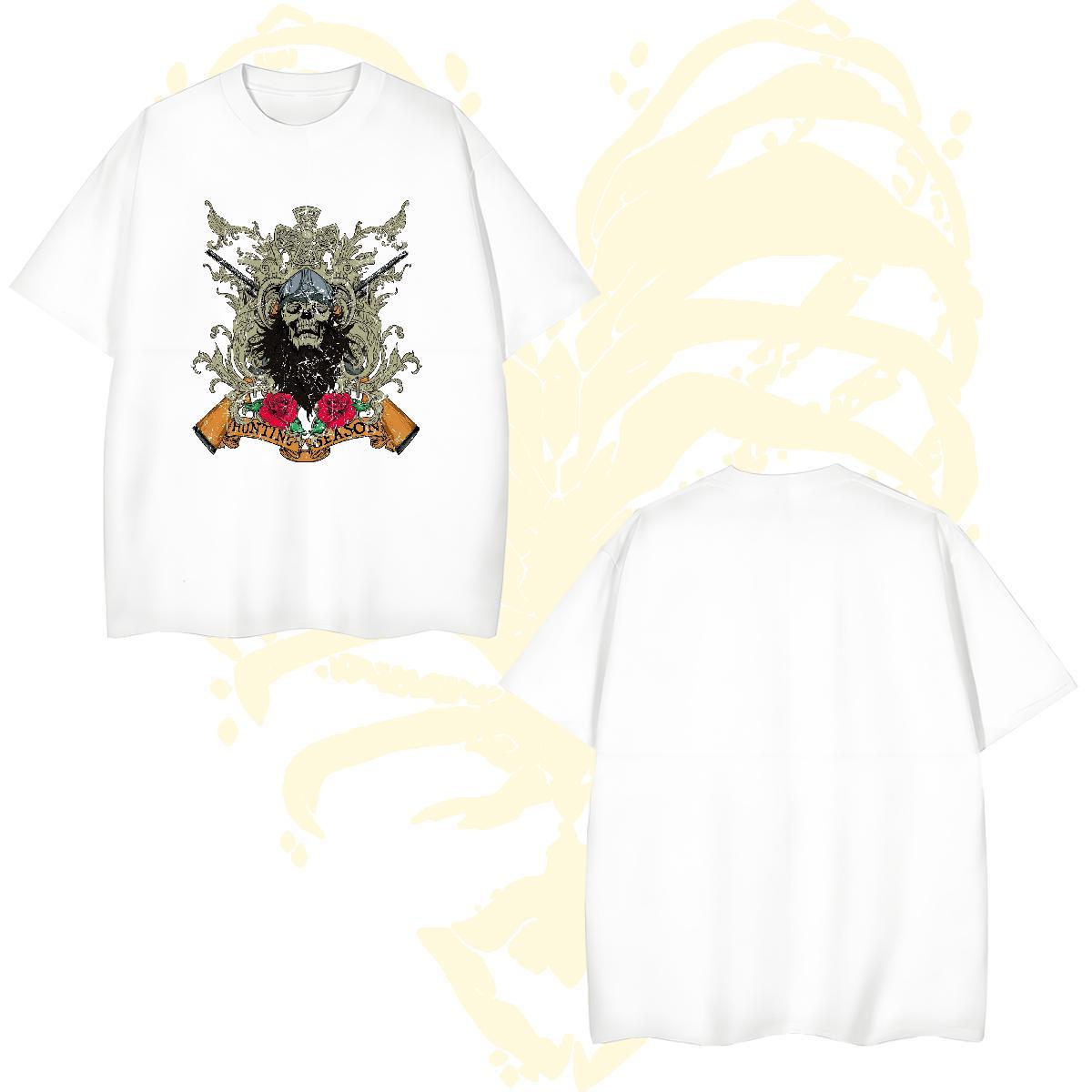 Unisex T-Shirts for Men flower Round Neck Short Sleeve High Street Hip Hop White Plus Size 100% Cotton 230g Men Clothes T-Shirt Wholesale Tops