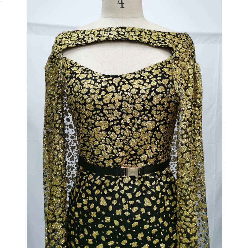 Party Dress Women Elegant Sequin Spring Autumn Embroidery Sexy Cloak Sleeve Ladies Dinner Big Swing Long Lugentolo 240819