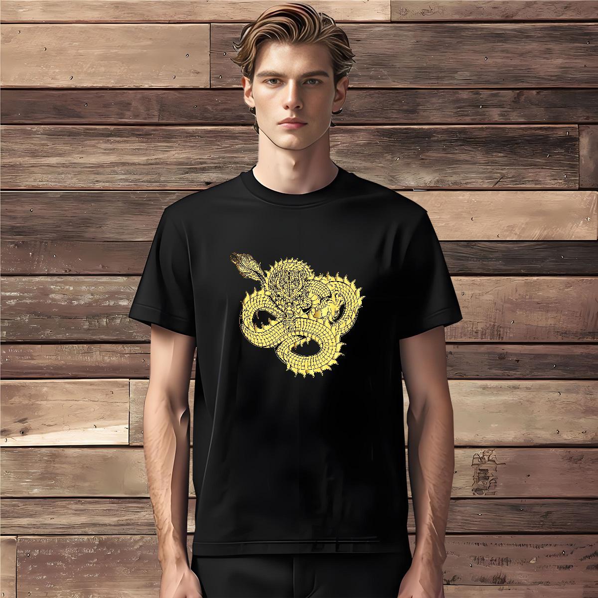 T shirt 100% Cotton 230g dragon Sport Short Sleeve O-Neck Floral Print Couples T Shirts 2024 Classic Tees