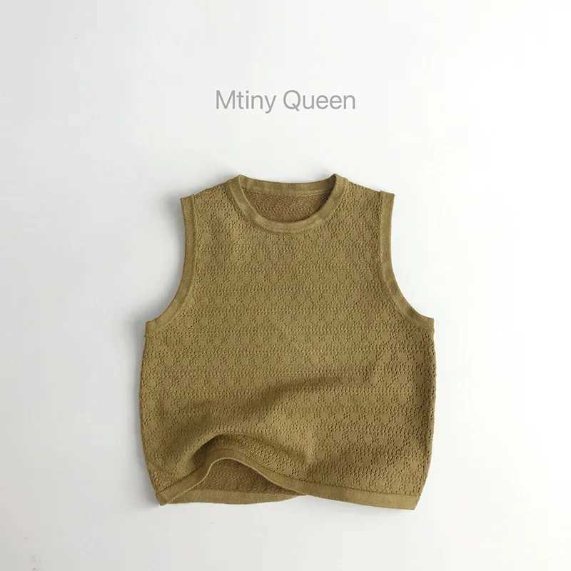 2024 Summer New Children Sleeveless Knitted Vest Baby Boy Girl Hollow Out Casual Sweater Coat Kids Toddler Soft Breathable TopsXJ240819