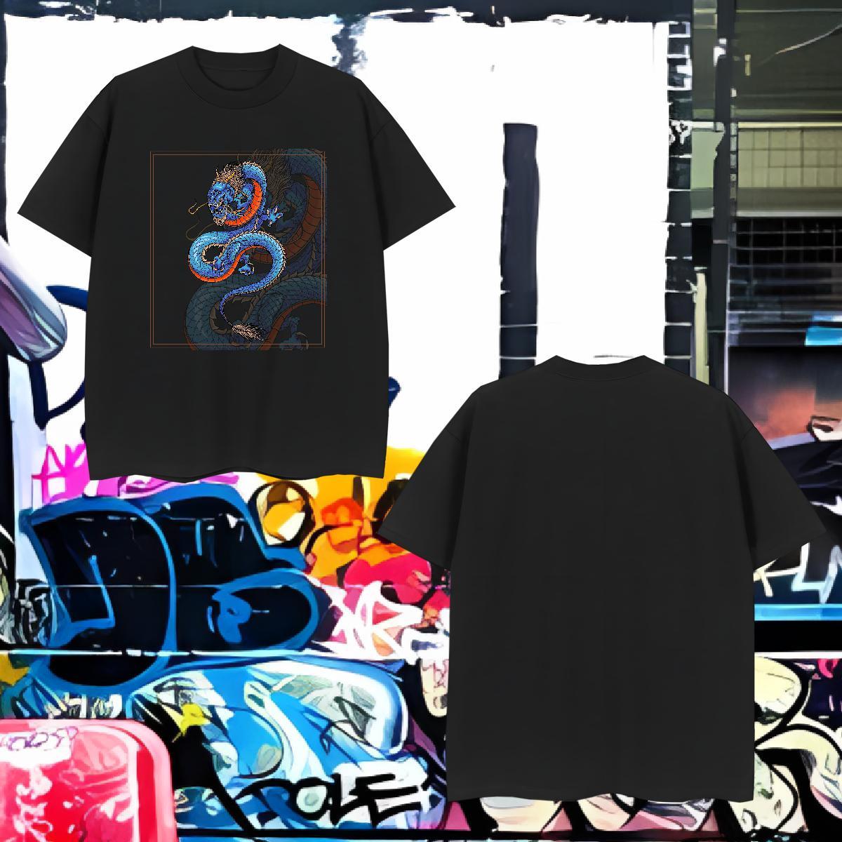 Man T Shirts 230g 100% Cotton dragon Casual Daily Wear Short Sleeve Soft DIY Tshirt for Man Woman Customized Popular Tees