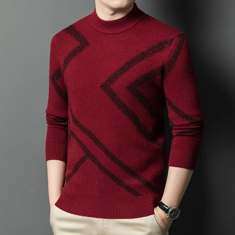 7 colors mens knitted sweater autumn and winter plain neck wool warm fashionable 240819