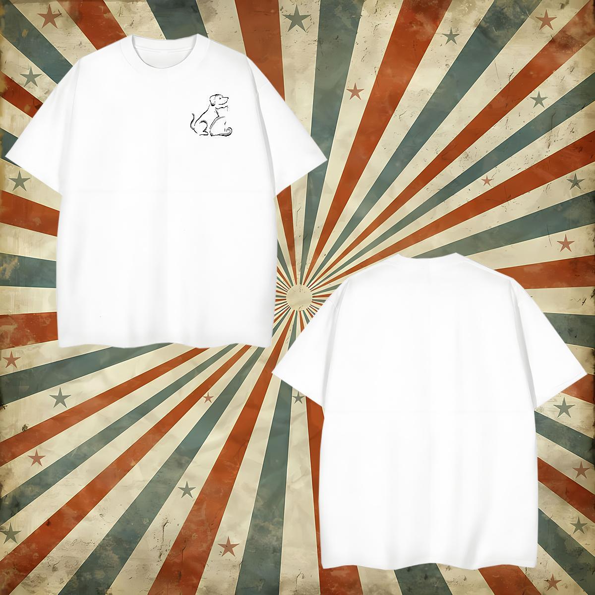 2024 Men Clothes T-Shirt Dog Casual Beach 230g Cotton Tees Shirts Crew Neck Breathable Loose Fit T Shirt For Man Custom Print Plus Size
