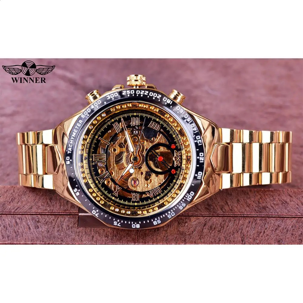 Winner Mechanical Sport Bezel Fashion Watch Mens Watches Top Montre Homme Clock Men Automatic Skeleton Watch 240808