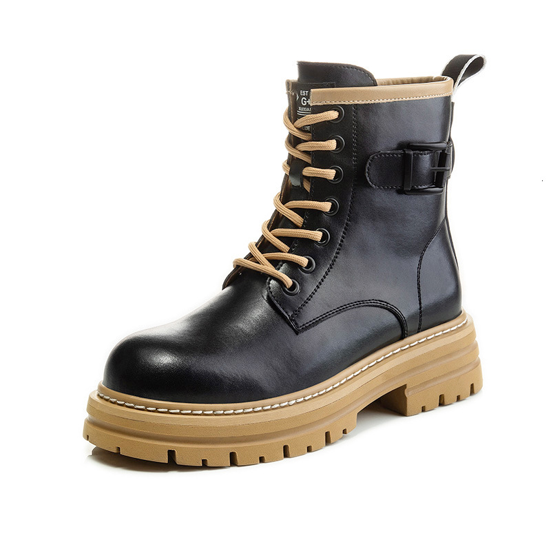 Ddmysports Winter New British Style Martin Eel Thick Sole Casual Short Women S Mid Length Genuine Leather Boots Children OUTDOOR
