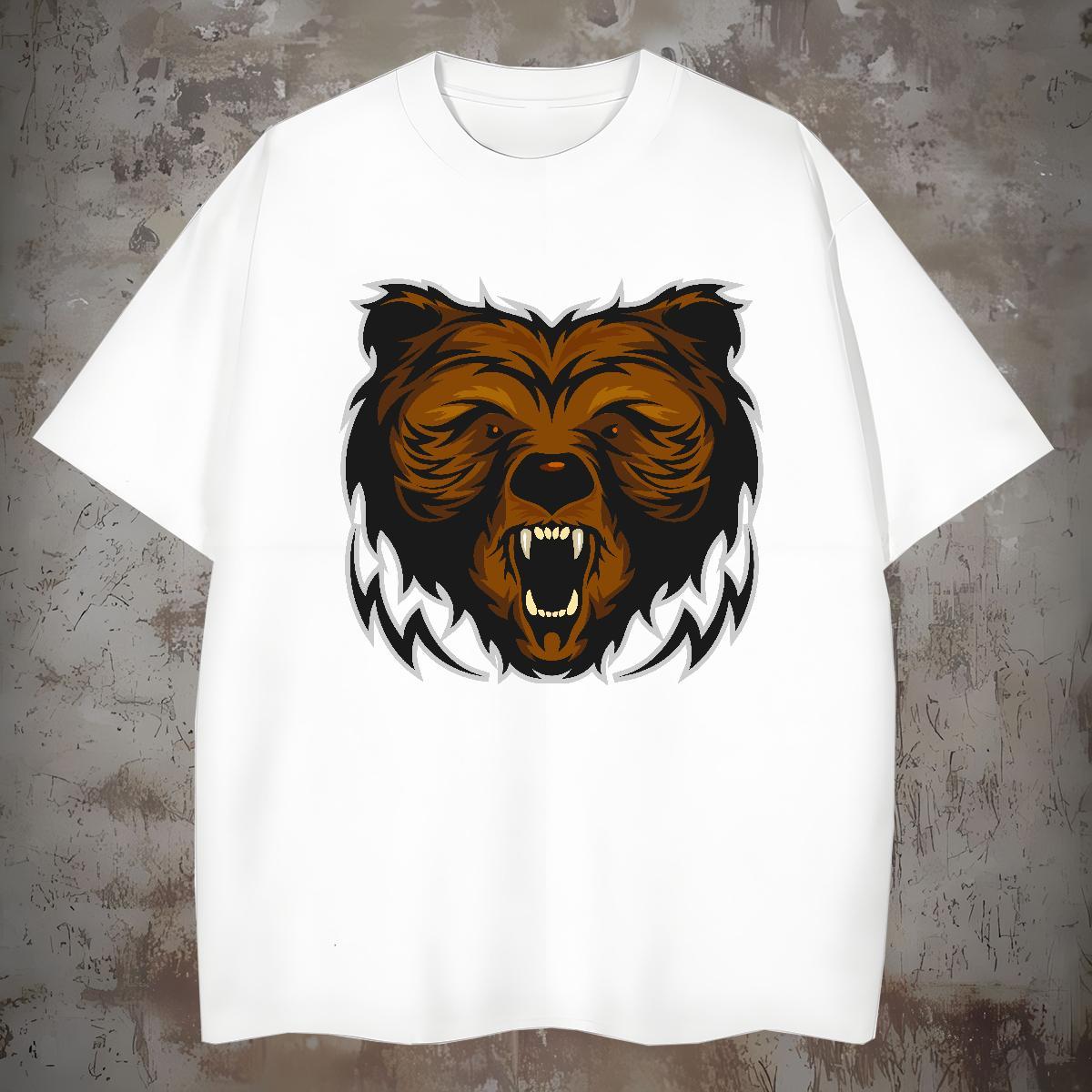 Brand Men Tshirts bear Hip Hop 230g Cotton Tops Tees O-Neck Short Sleeve Loose Mens T Shirts Custom Big Size