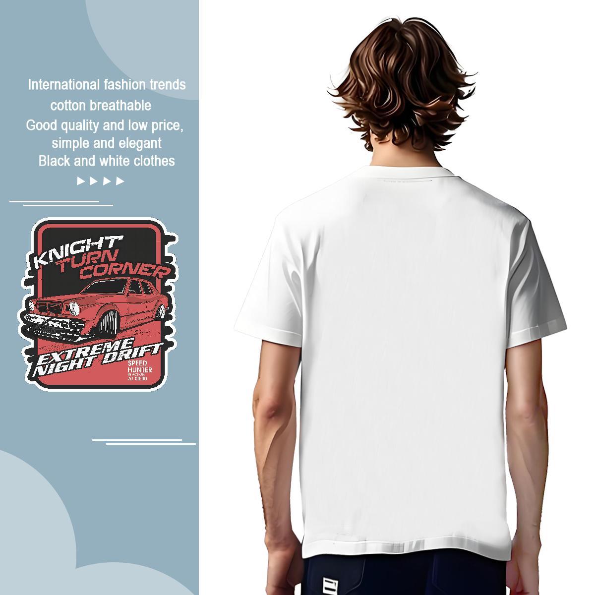 Loose Fit car 230g 100% Cotton Tshirts Street Casual Short Sleeve O-Neck T Shirt For Man Wholesale Anime Tees Shirts