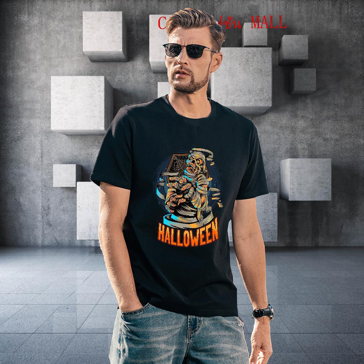 Wholesale T Shirts Men halloween Breathable Short Sleeve Daily Outfit Custom Printed 230g 100% Cotton Tshirt for Man Woman Free Shipping Polos