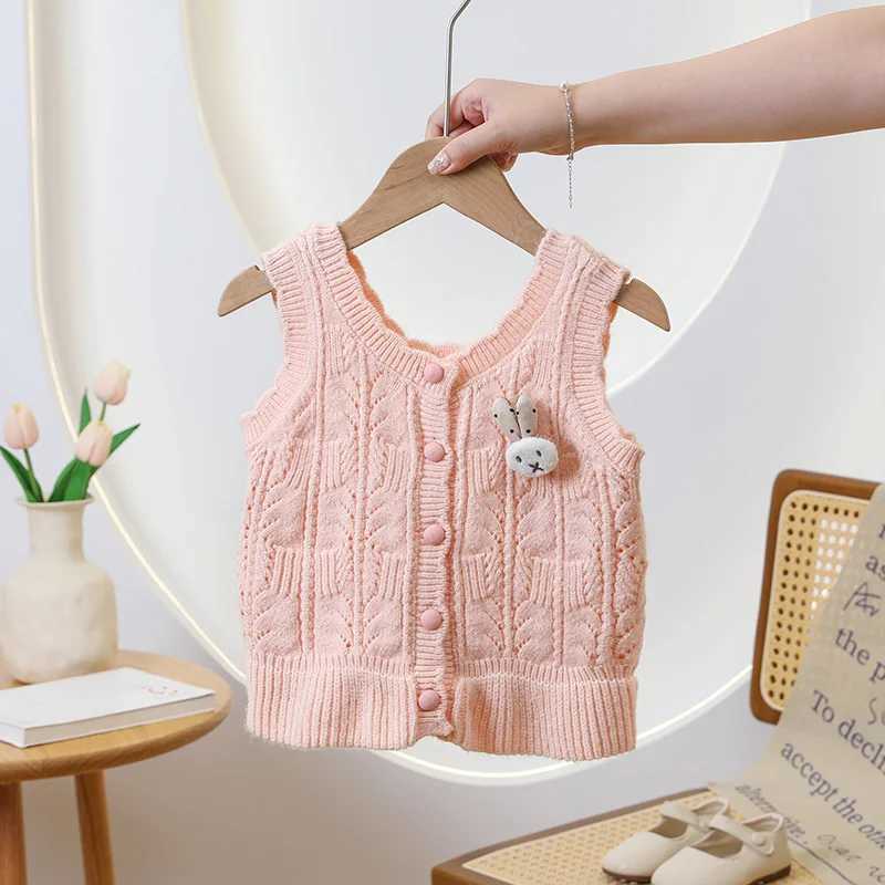 Trendy 2024 Kids Sweater Vest Cardigan Casual Elegant Lovely Bunny Decoration Everyday Fresh Leisure Fine WorkmanshipXJ240819