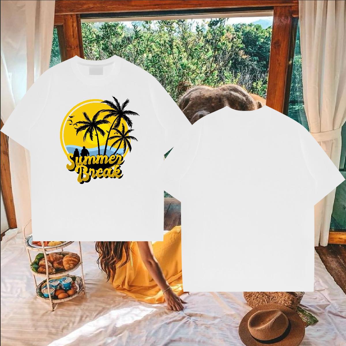 Factory Direct Men Clothes T-Shirt tree Beach 230g Pure Cotton Polos Breathable Crew Neck High Quality Mens T Shirts Anime Print