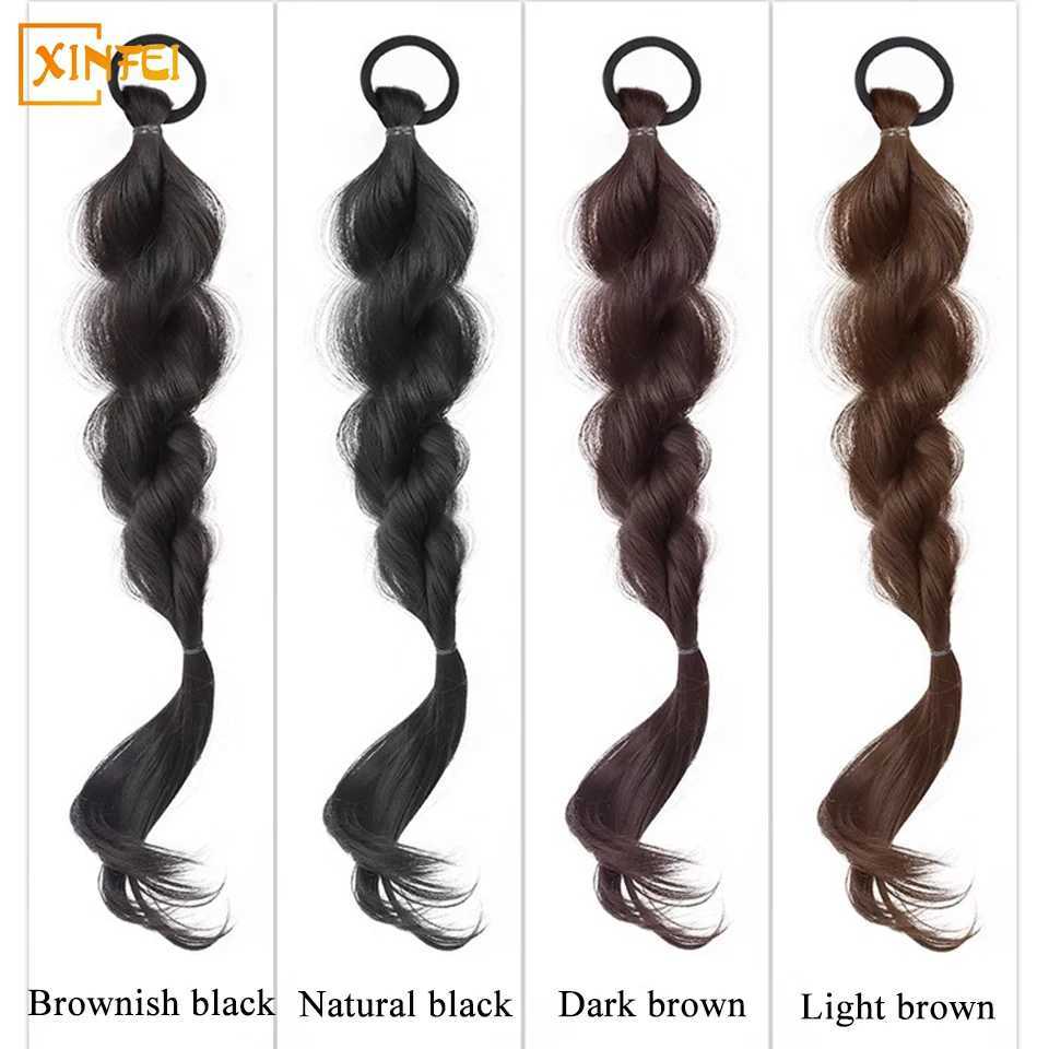 Synthetic wig ponytail female 18 inch cartoon bubble braid double ponytail fluffy sweet twisted braid fake ponytail W240817