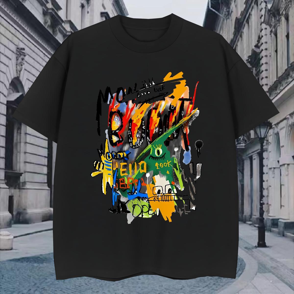 Men T Shirts 230g 100% Cotton cartoon Casual Daily Wear Round Neck Short Sleeve White Plus Size Men Clothes T-Shirt Free Shipping Unisex Top Tees