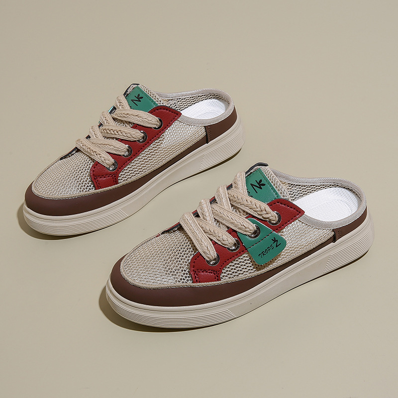 Ddmysports Summer New Instagram Korean Edition Open Mesh Ollow Small White For Female Students Versatile Casual Alf Slippers Women S Shoes Trend Q OUT
