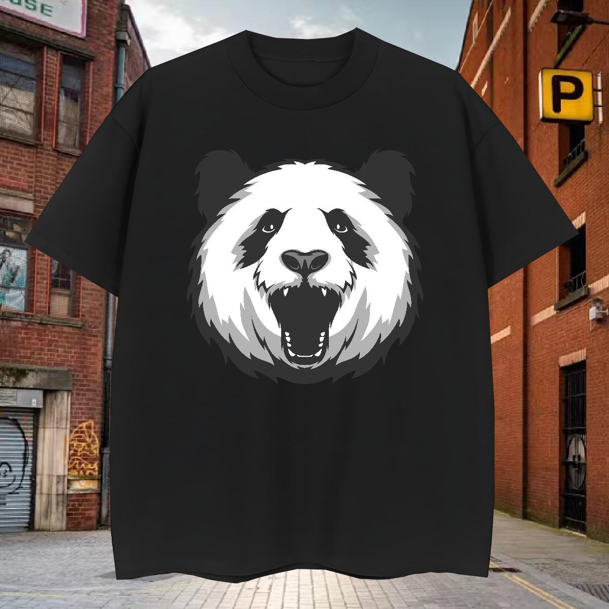 Men T Shirts 230g Pure Cotton panda Street Wear Breathable Soft Anime Print Men Clothes T-Shirt 2024 Designer Cool Design Top Tees