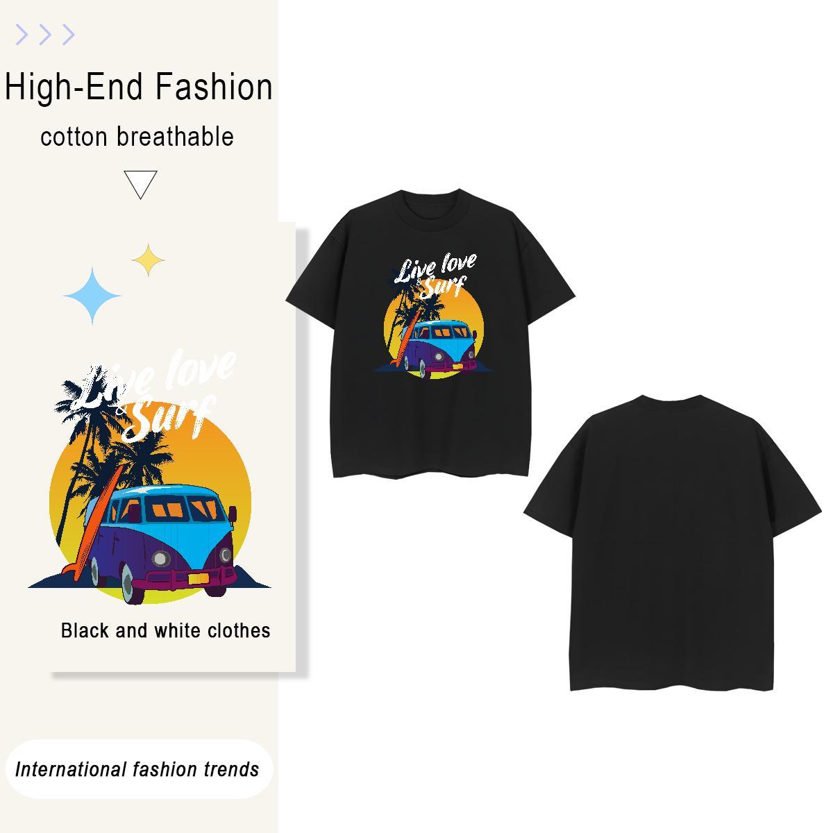 Classic sea 230g Cotton Tshirt for Man Woman High Street Hip Hop Breathable Short Sleeve Men T Shirts Fashion Design Cartoon Printing L-4XL Top Tees