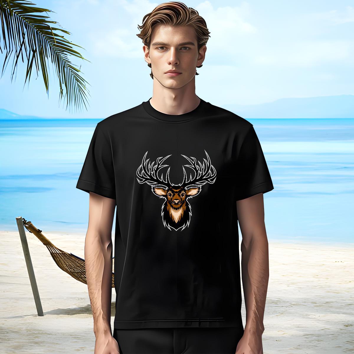 Comfortable T-Shirts deer Pure Cotton Street Wear Floral Print 230g 100% Cotton Tshirt for Man Woman Casual New Tops Tees
