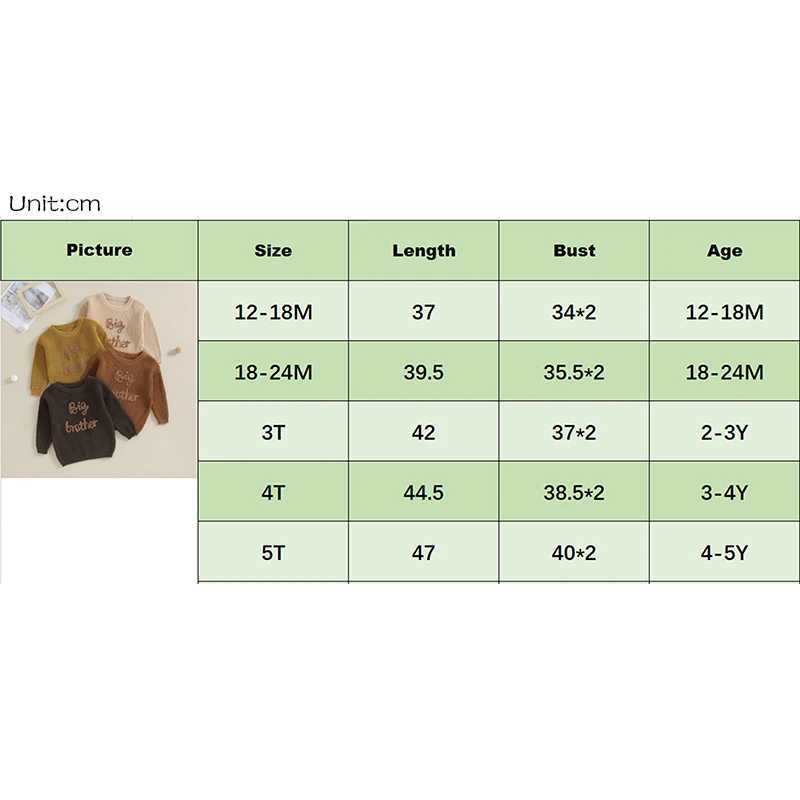 Brother Matching Clothes Embroidery Big Little Brother Jumper Knitted Sweater Kid Toddler Baby Boy Pullover Top W240820