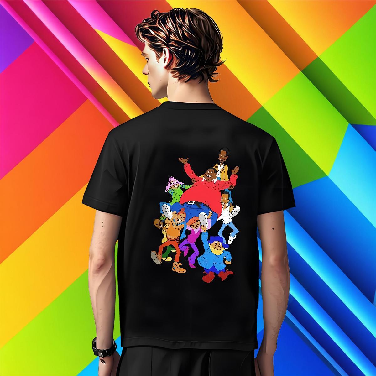 Men T Shirts 230g Pure Cotton cartoon Daily Wear Breathable Crew Neck Floral Print Tshirt for Man Woman Casual New Loose Fit Clothings