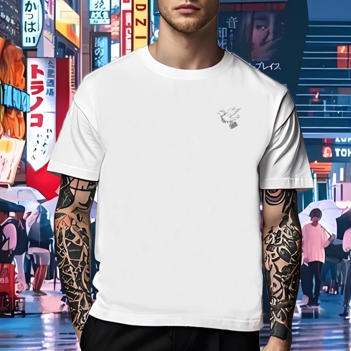 Brand Men Tshirts bird Street Casual 230g Pure Cotton Tees Shirts Crew Neck Wholesale T Shirt For Man Black Oversized