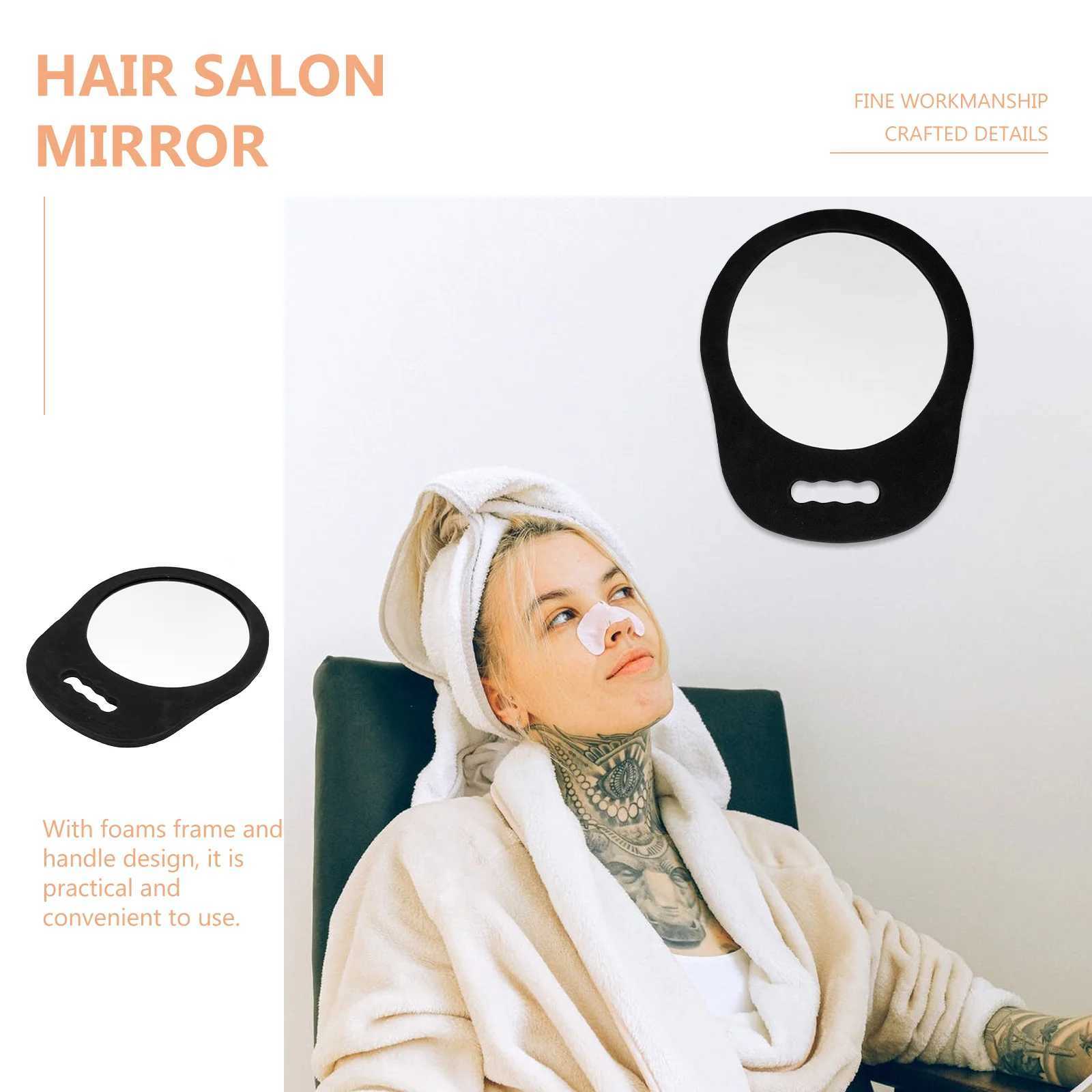 Mirrors Foam Handheld Makeup Vanity 34x28cm Barber Round Foams Hairdressing Black Beauty Salon Girl Y240819