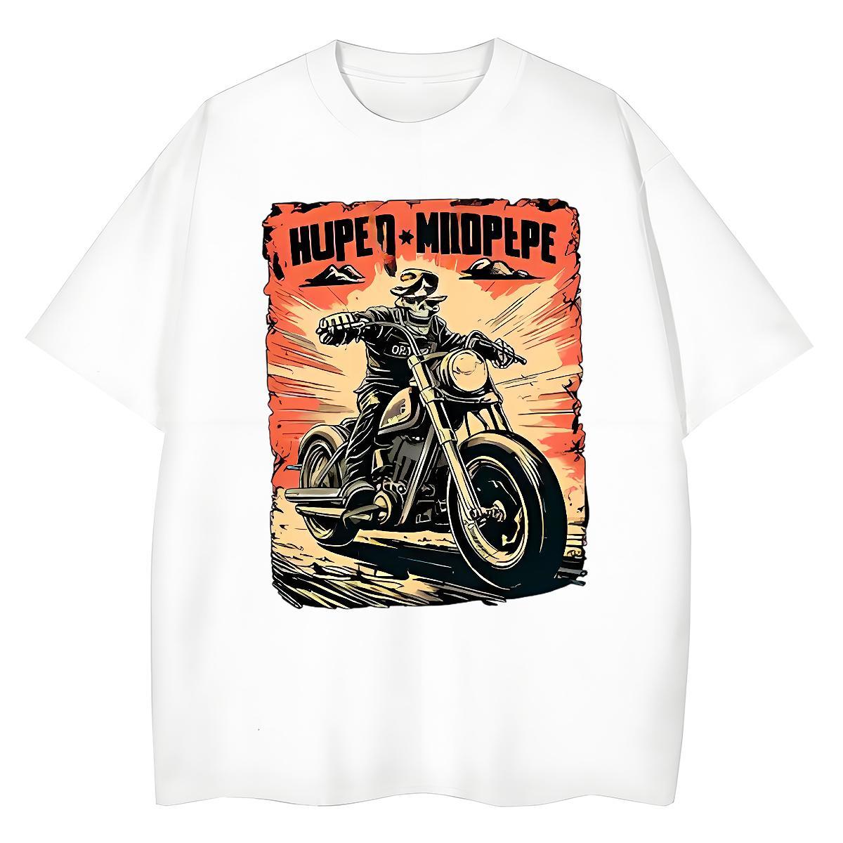 Brand Tshirts Street 230g 100% Cotton Anime Print O Neck Short Sleeves Motorcycle T Shirts Men Free Shipping Tops