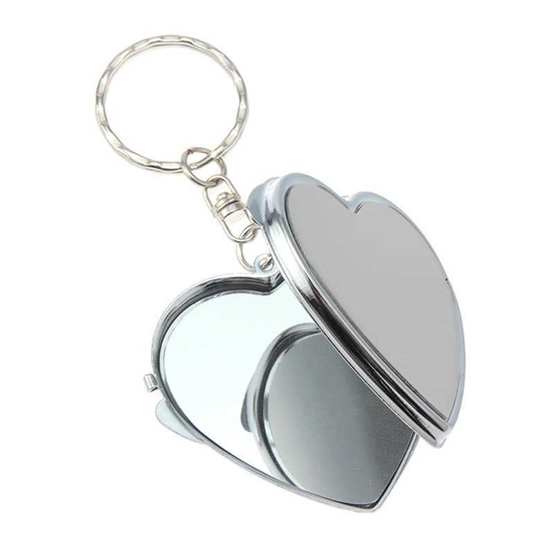 Round Heart Oval Square Shape Double Sided Cosmetic Mirror Metal Folding Keychain Makeup Mini Mirror Y240819