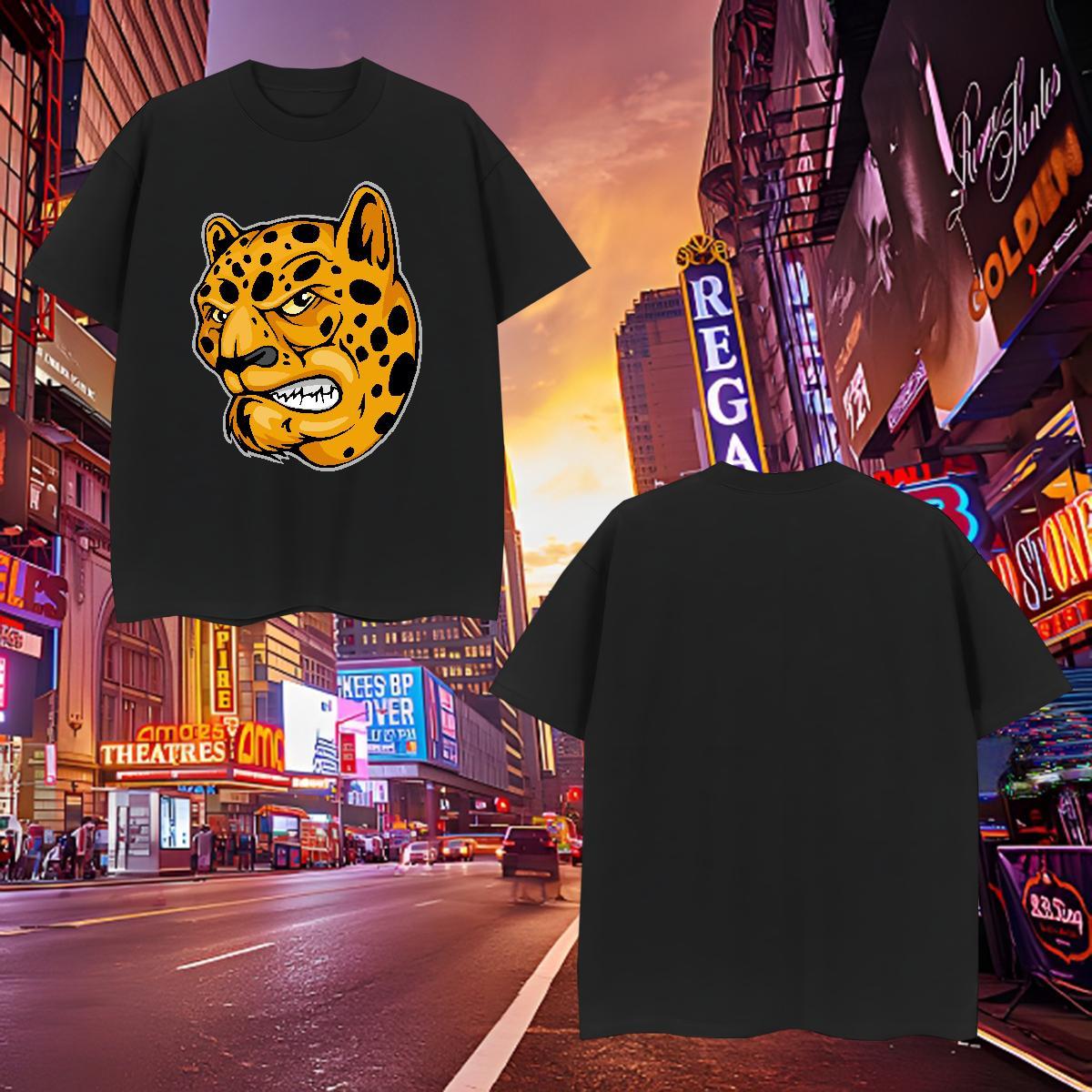 Comfortable T shirt leopard Breathable Crew Neck Summer Casual Plus Size Cartoon 230g Pure Cotton Tshirt for Man Woman Stylist Tops