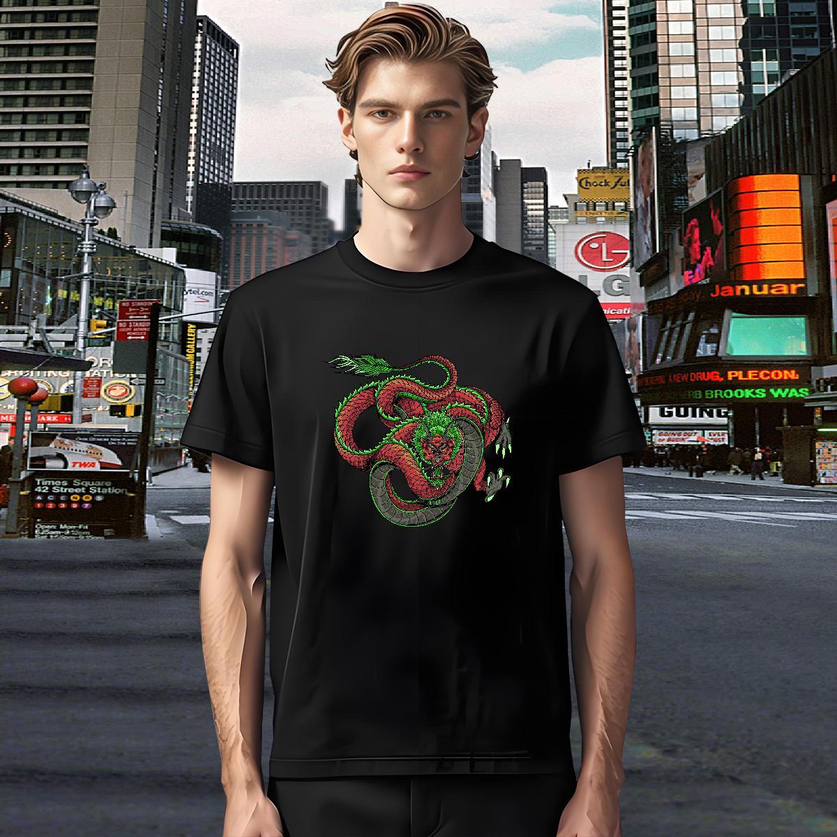 T Shirt For Man 230g Pure Cotton ferocity Hip Hop Street Round Neck Short Sleeve Floral Print Couples T Shirts New Arrival Popular Clothes