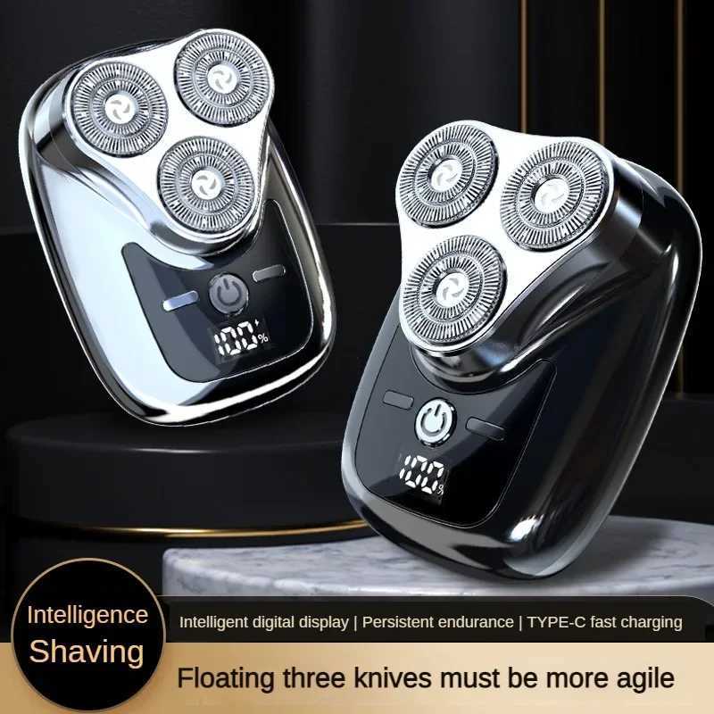 Three blade electric shaver with digital display USB charging male shaver trimmer detachable blade washable mini shaver W240819