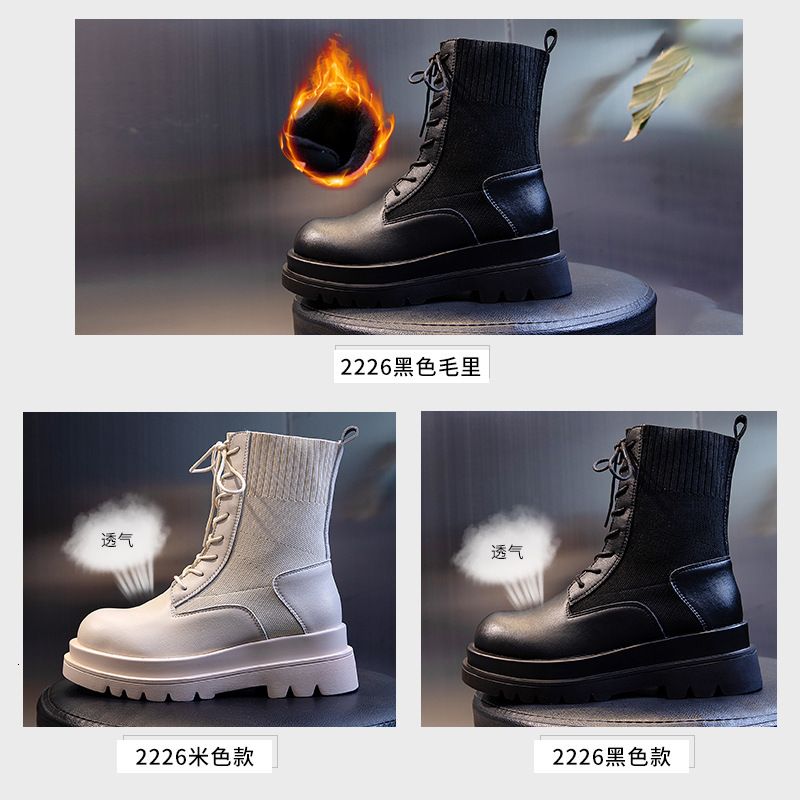 Ddmysports New Autumn And Winter British Style Thick Soled Martin Boots For Women Short Socks With A Middle Tube Made Of Genuine Leather Wenzhou S Sho