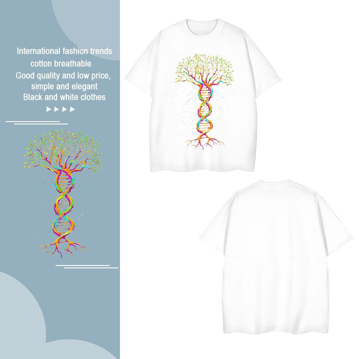 T-Shirts for Men 230g 100% Cotton tree Street Wear Crew Neck Breathable White Plus Size Tshirt for Man Woman 2024 Soft Tops
