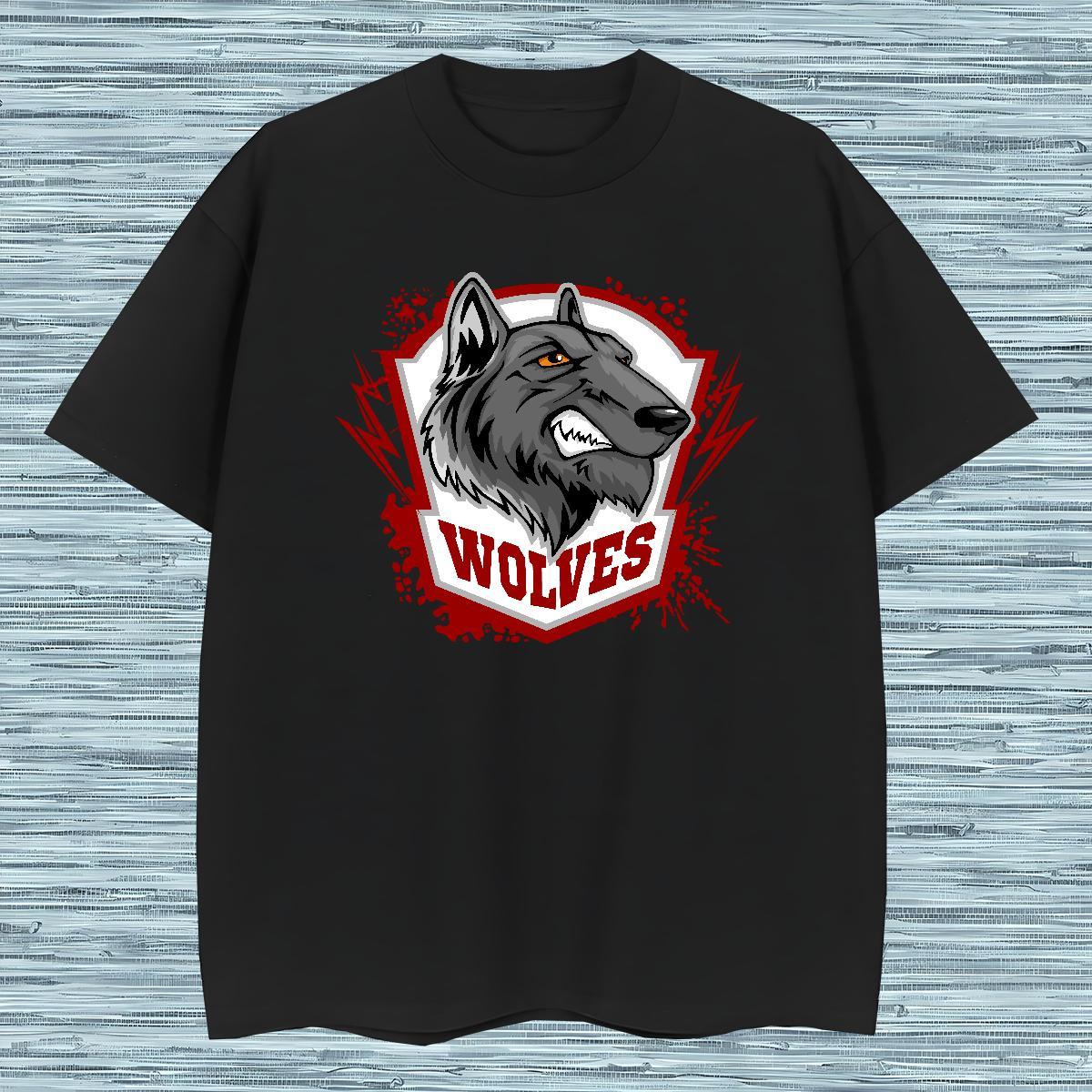 Classic wolf T Shirt For Man Summer Casual Men Tees 230g 100% Cotton New Arrival O-Neck Short Sleeve Custom Print Oversized Tops Shirt