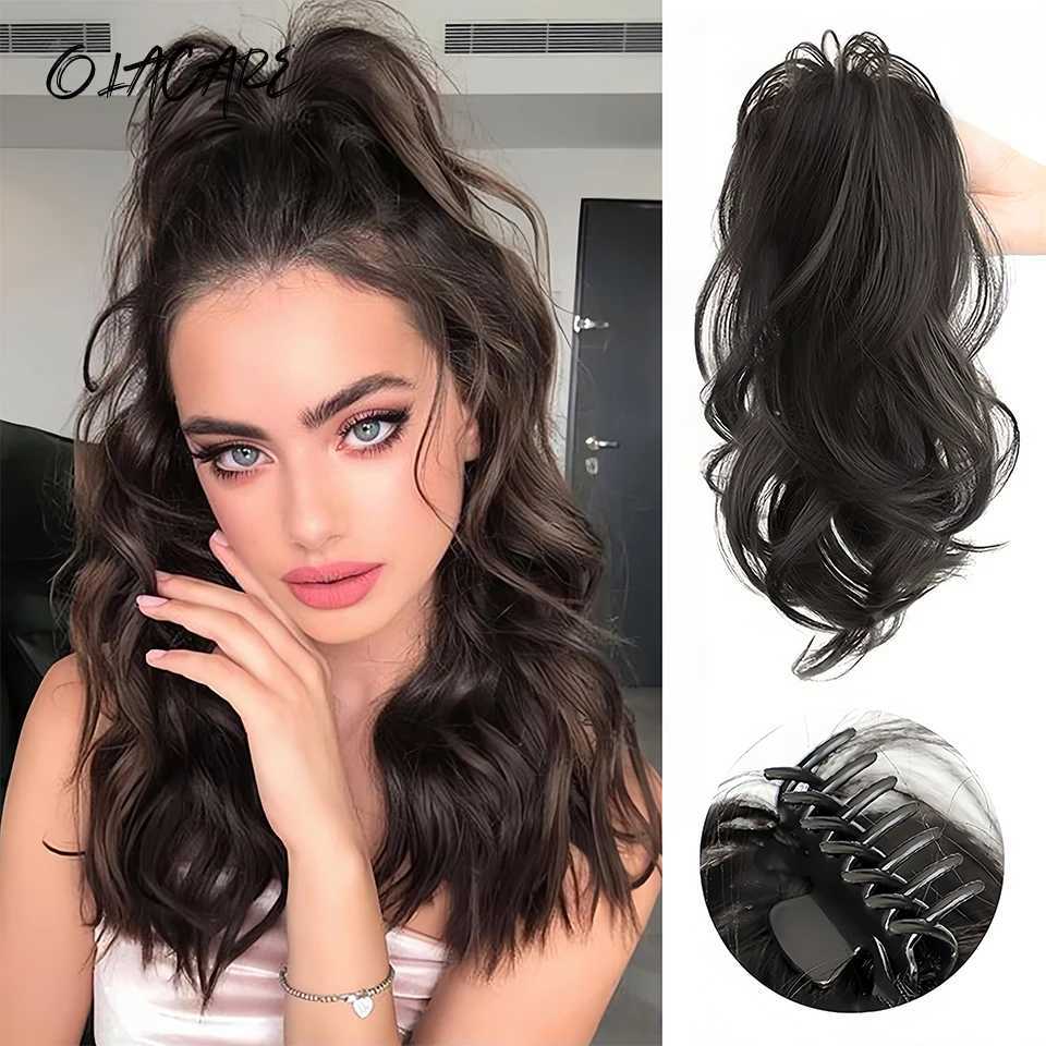OLA synthetic ponytail claw clip ponytail extension short curly ponytail natural wig ponytail womens ponytail black hair clip W240817