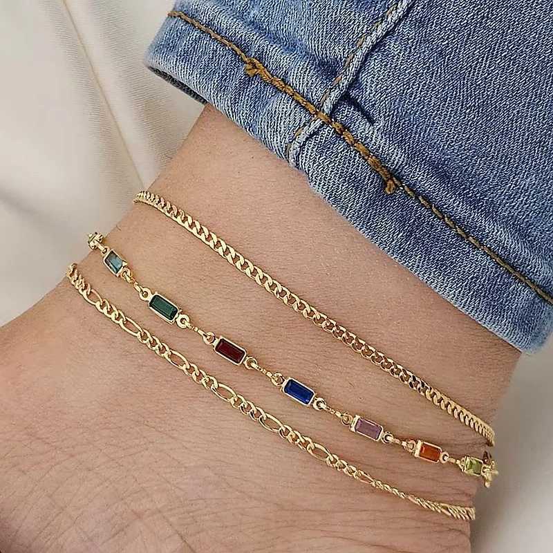 Simple and fashionable ankle bracelet set wholesale fashionable metal chain mixed and matched combination set womens gold summer accessories ankle bra
