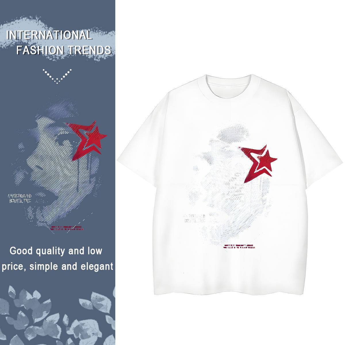 Designer star Men Tops Tees 230g Cotton Mens T Shirts Graphic Sport O-Neck Short Sleeve Cool Design Top Tees