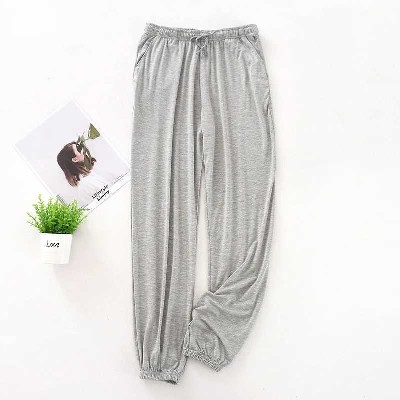 Modal Sleep Bottoms Mens Lounge Wearing Pants Adhesive Sleepwear Casual Soft Sleepwear Spring and Summer Mosquito Control TrousersW240719