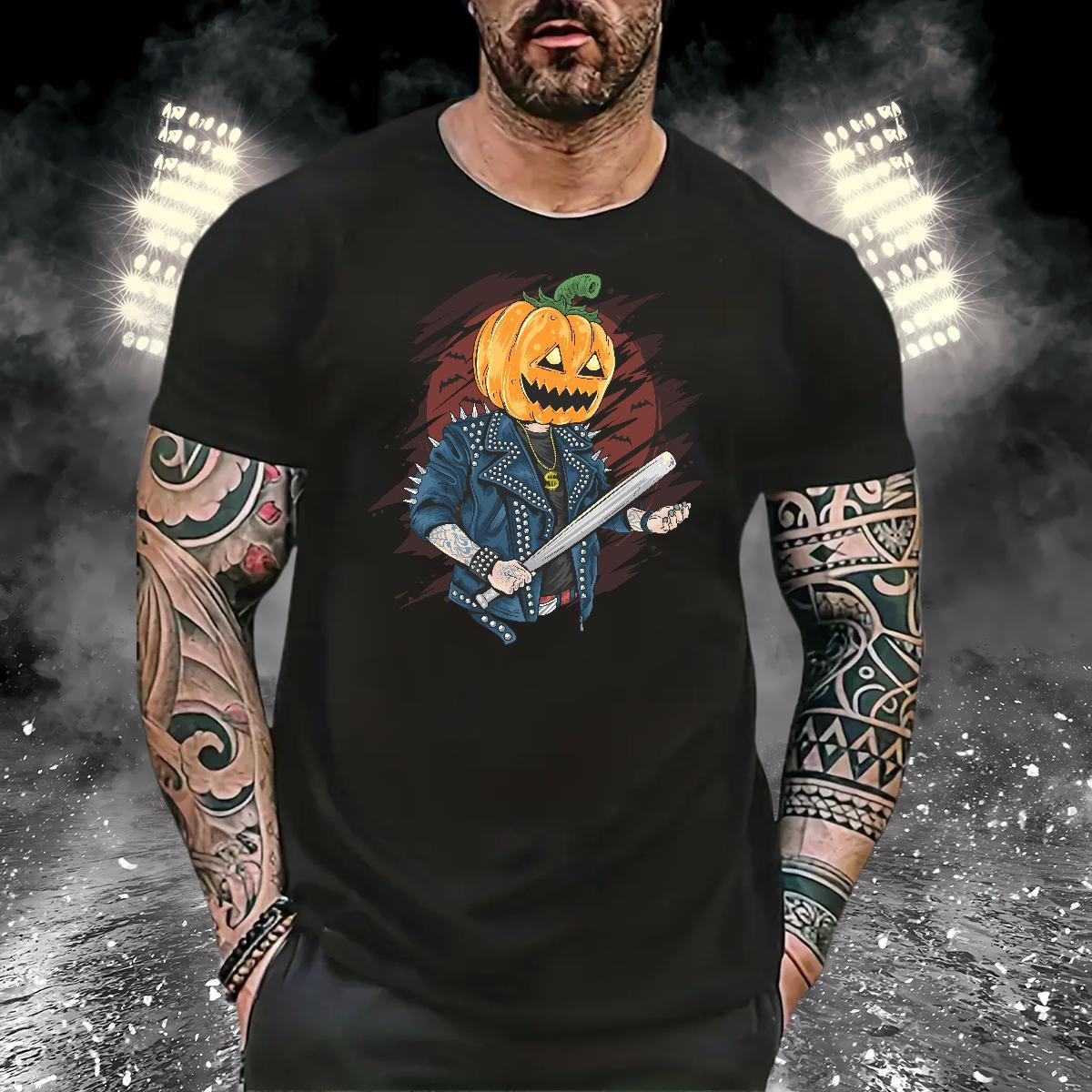 Popular T Shirts Men pumpkin O-Neck Short Sleeve Street Customized Print 230g Cotton Mens Tshirts 2024 DIY Polos