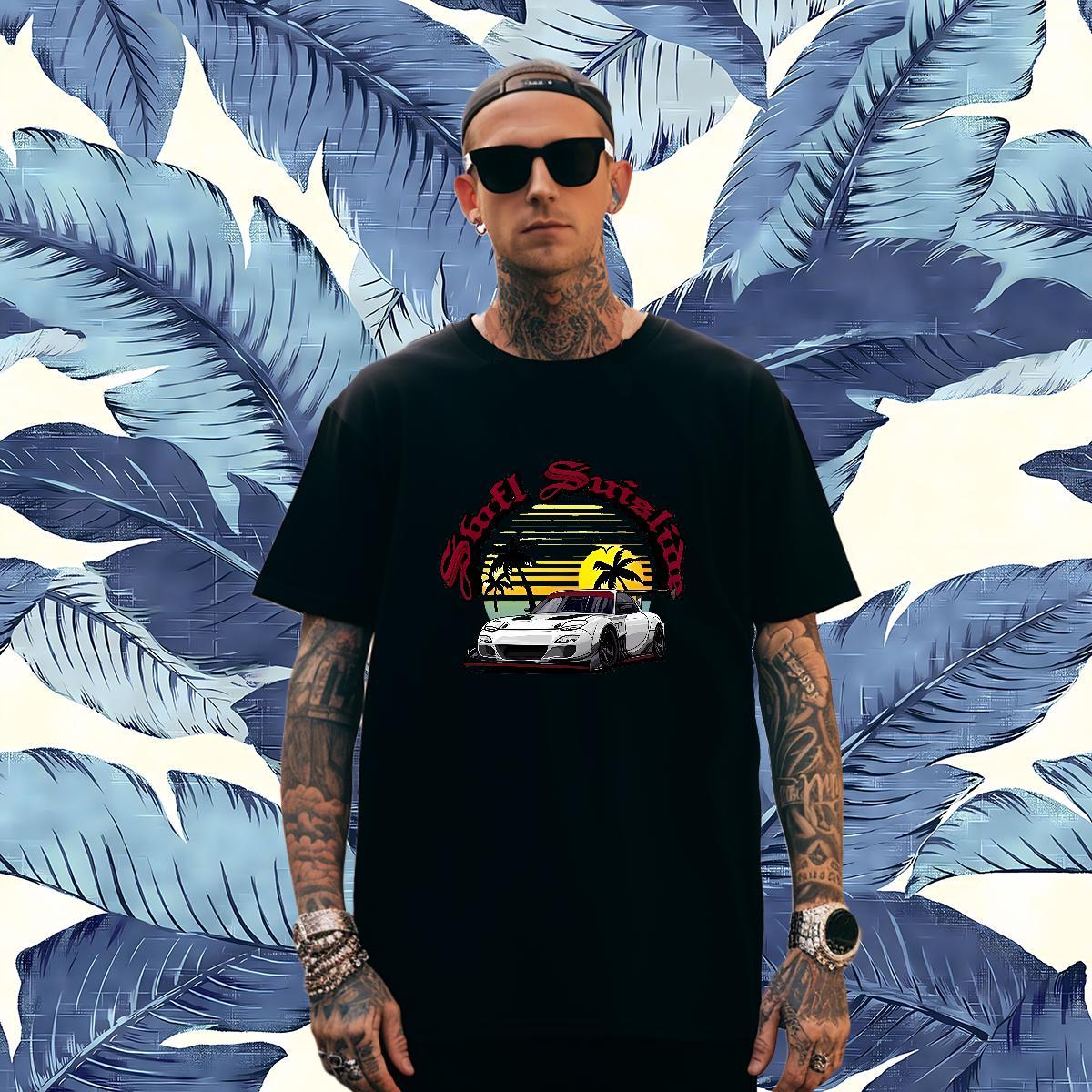 High Quality car T-Shirts for Men Anime Printing Street Couples T Shirts 230g Pure Cotton Fashion Designer O Neck Short Sleeves Custom Print Plus Size