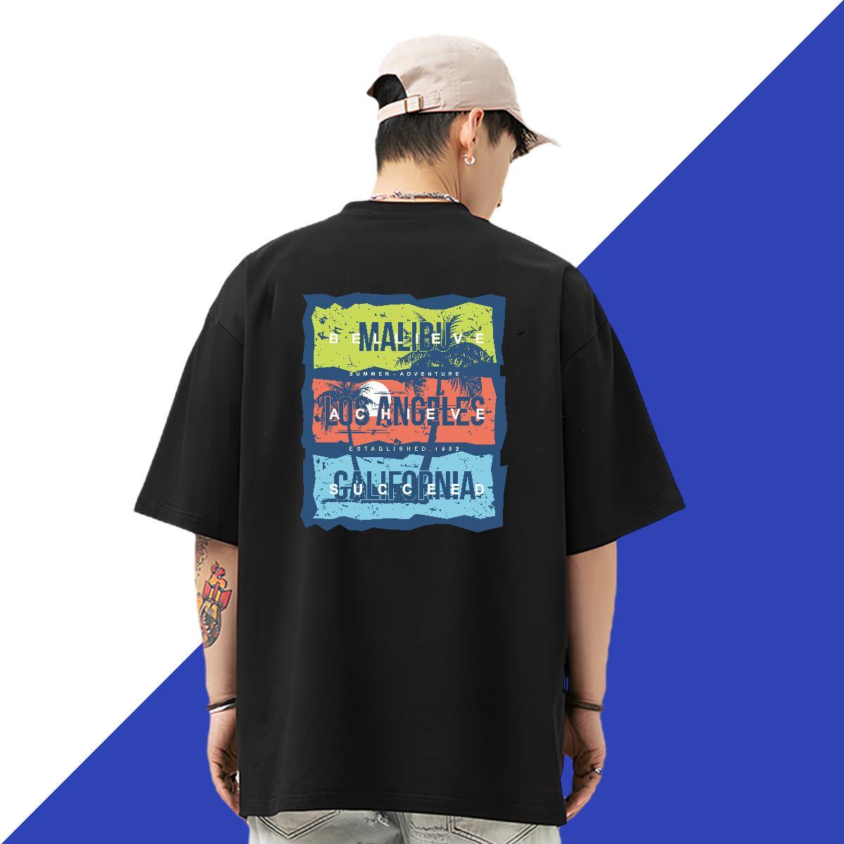 Fashion New Men Tops Tees tree Sports Casual 230g Pure Cotton Polos Short Sleeve O-Neck Loose Fit T Shirt For Man Custom Printing