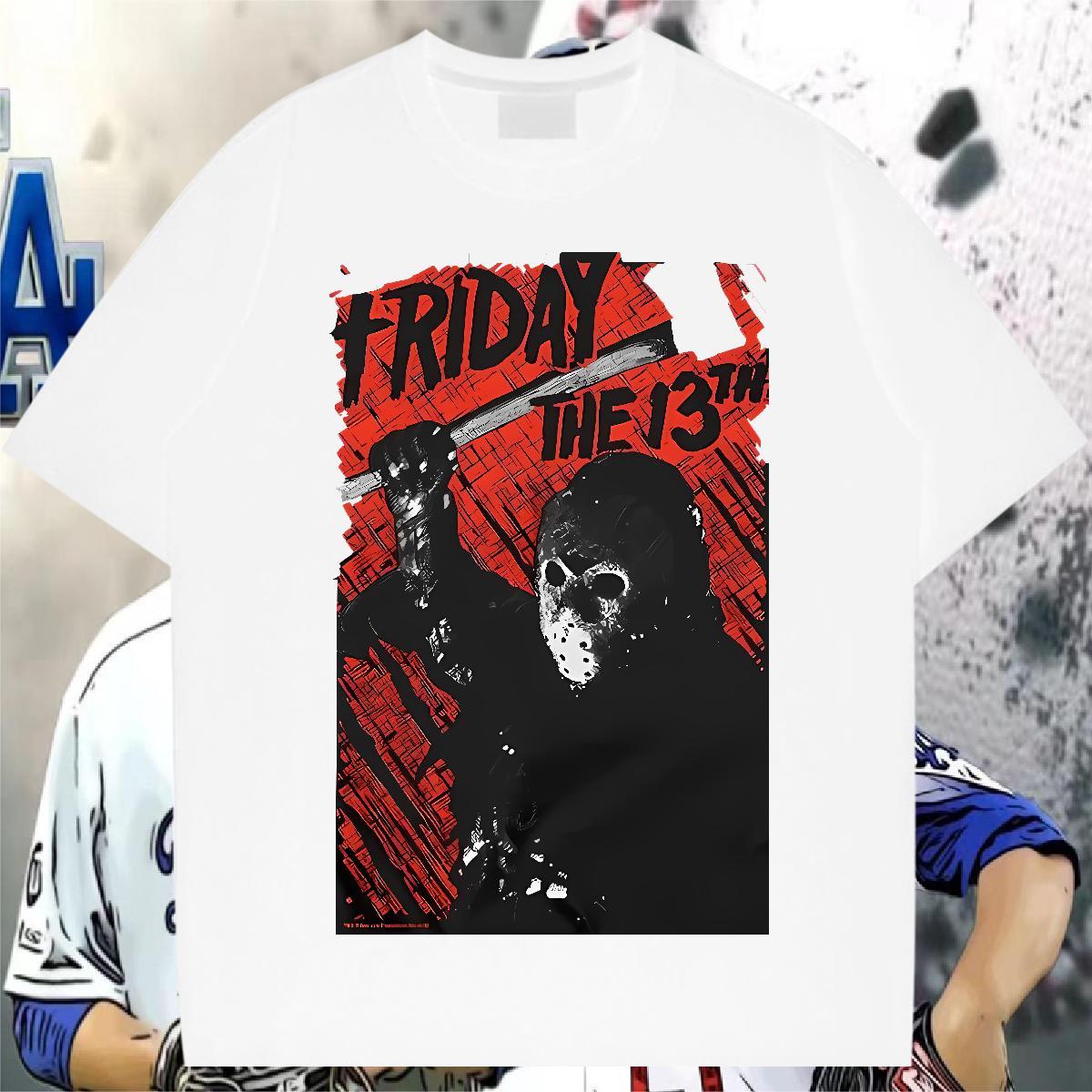 2024 scary Men Tshirts 230g Pure Cotton Man T Shirts Custom Anime Casual O Neck Short Sleeves High Quality Tee Shirt