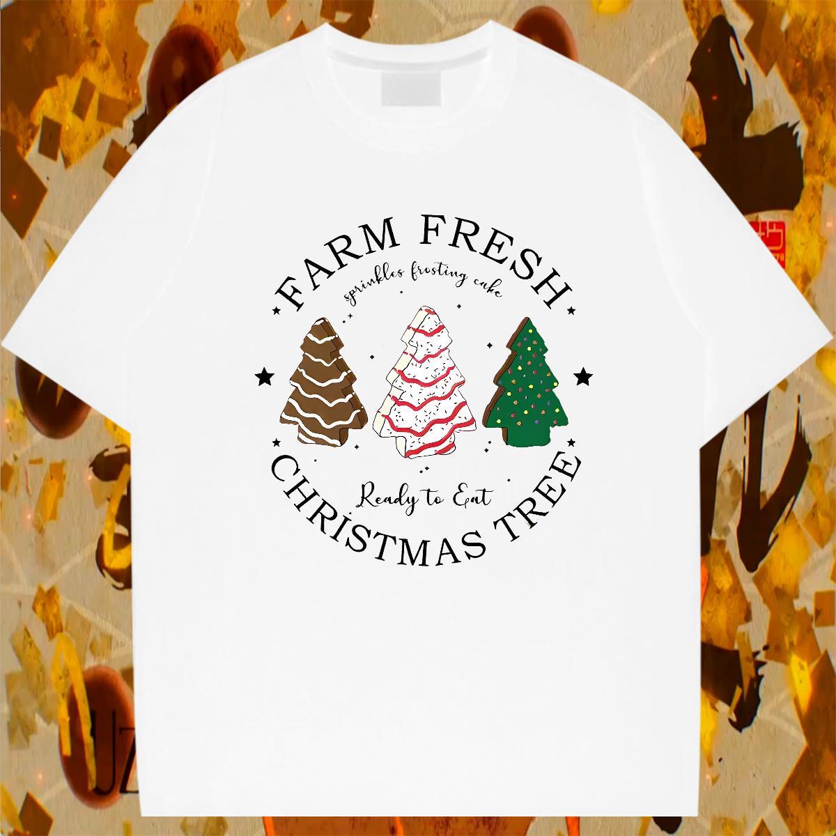 Cool Design T-Shirts christmas trees Breathable Sports Casual Custom Print Plus Size 230g Pure Cotton Couples T Shirts Classic Tees Shirts