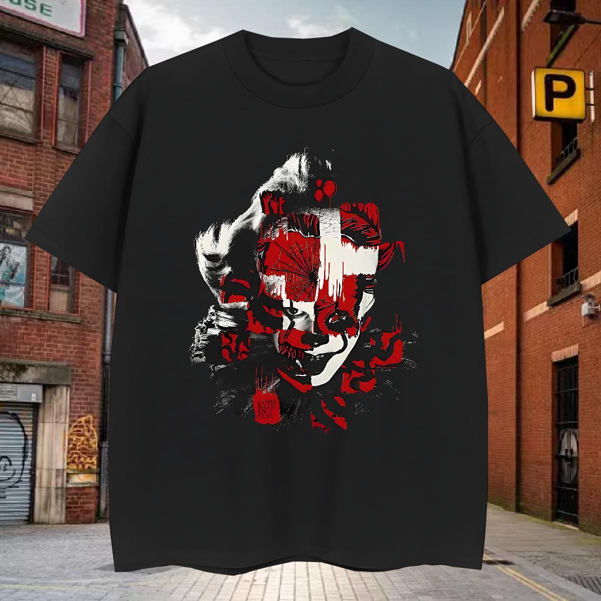 T shirt 230g 100% Cotton scary Hip Hop Street Breathable Short Sleeve Plus Size Custom Men Tees 2024 DIY Designer Tops Shirt