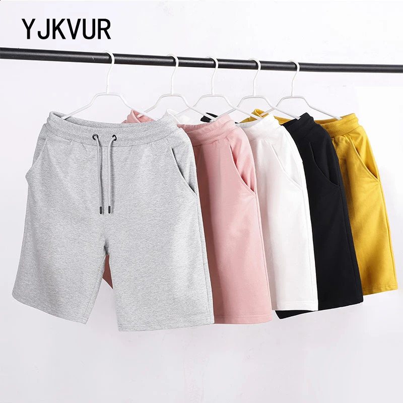 YJKVUR 100% Cotton Drawstring Shorts for Mens Summer Casual Jogging Sweatshirt Plus Size Fitness Gym High Quality 240819