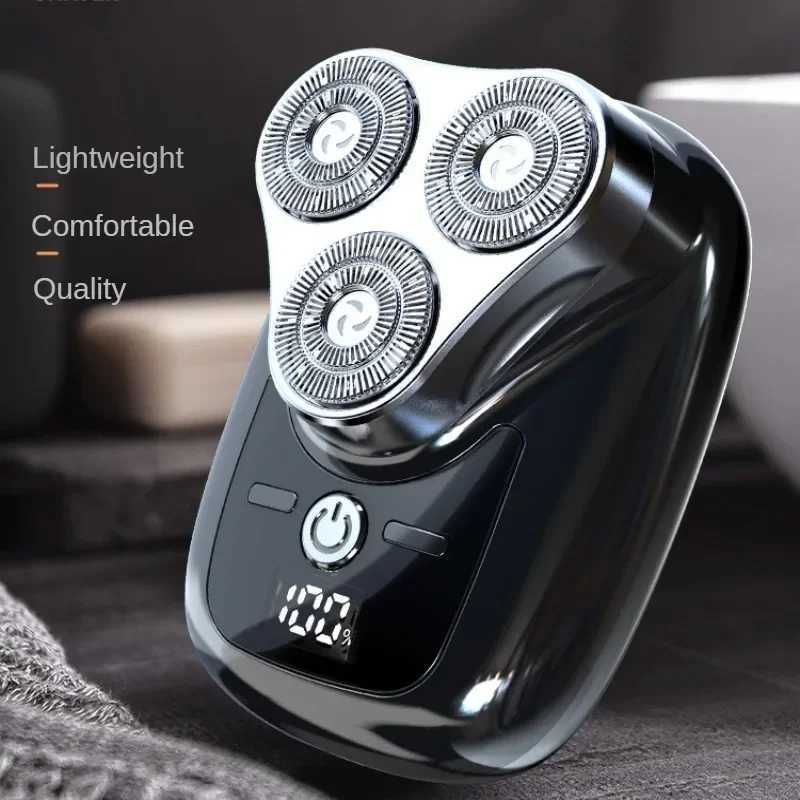 Three blade electric shaver with digital display USB charging male shaver trimmer detachable blade washable mini shaver W240819
