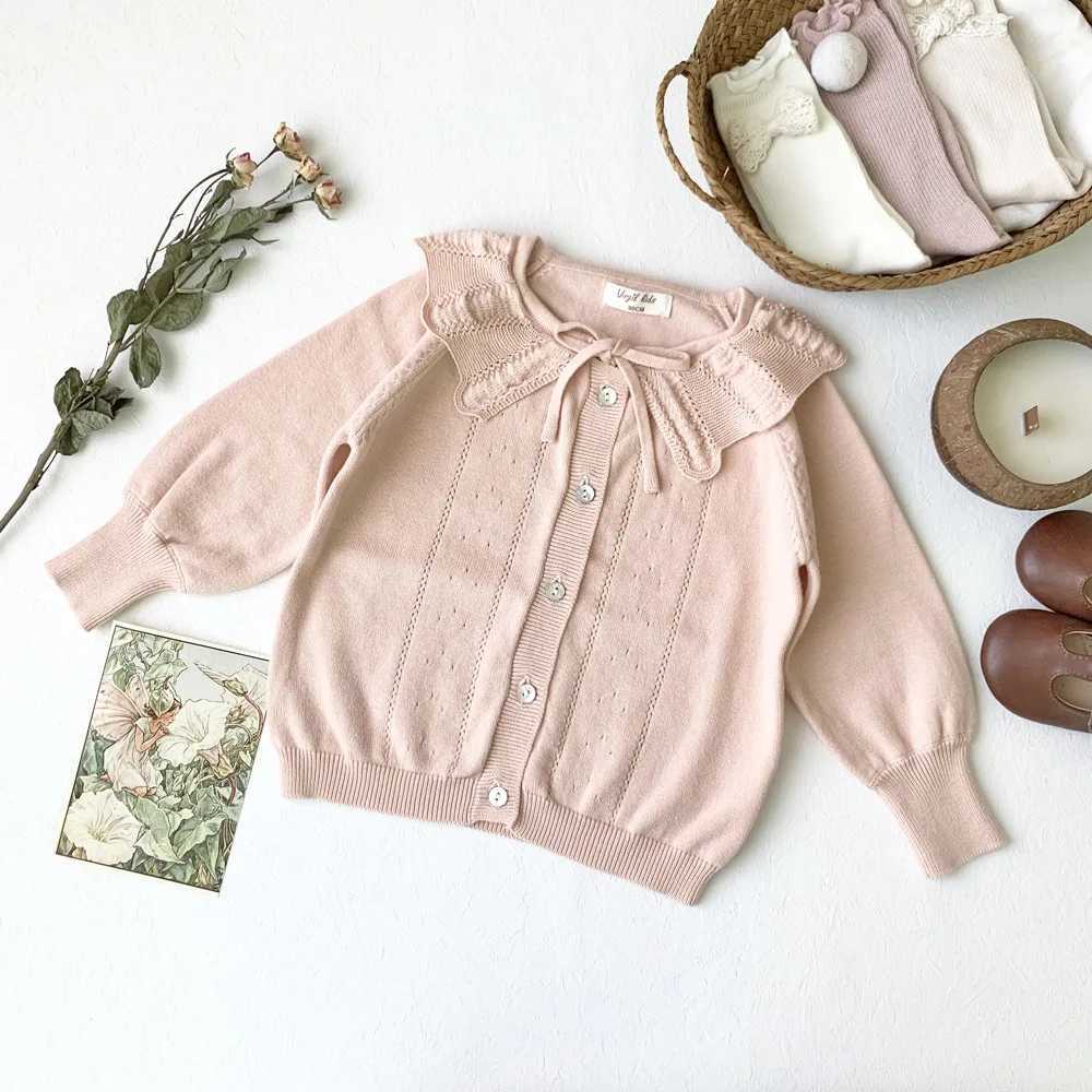 Baby Girls Cotton Knitted Coat Girl Pink Sweet Cardigan Toddler Kids Autumn Winter Clothing 2-7YXJ240819